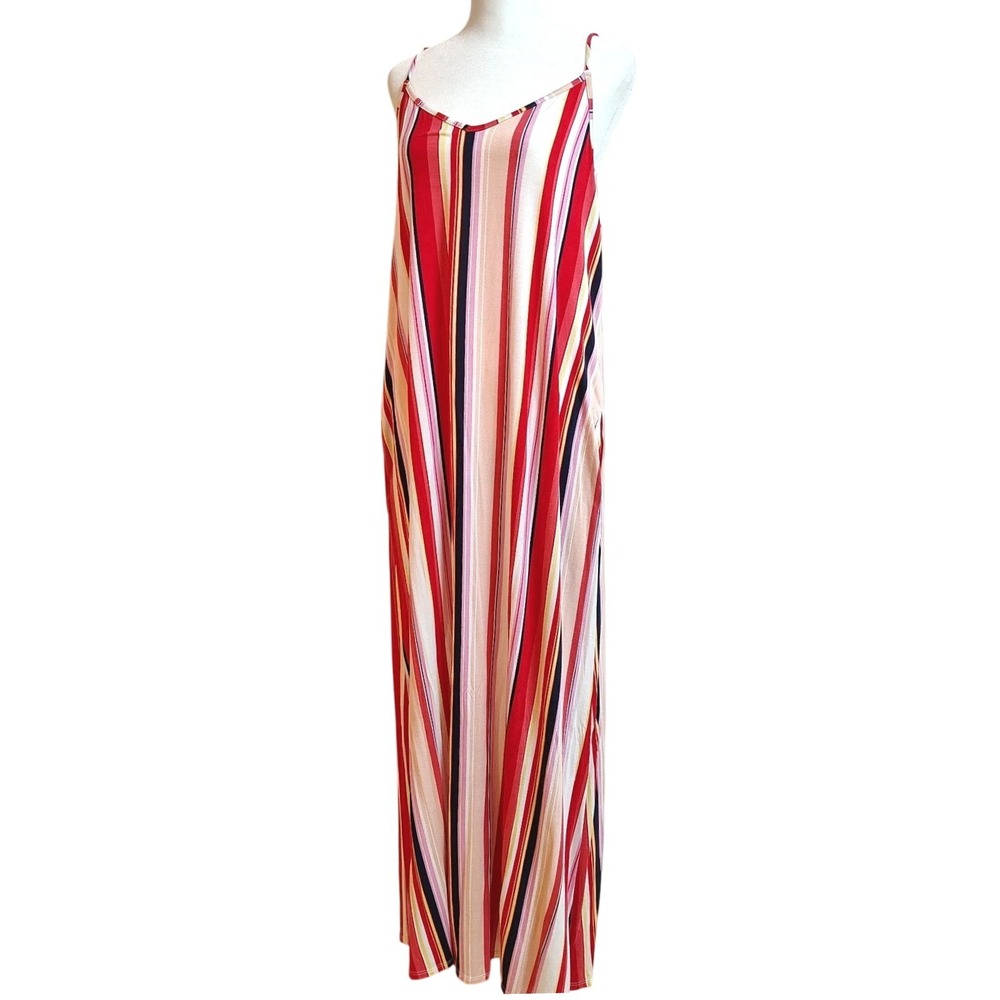NWT My Story Maxi Dress Womens Size Medium Tank Colorful Summer Vacation Artsy